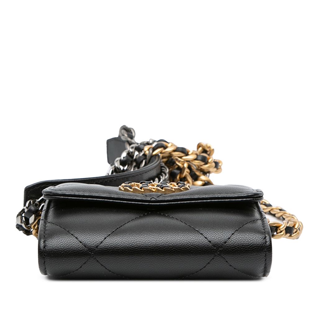Chanel Lambskin 19 Flap Coin Purse With Chain - Image 6