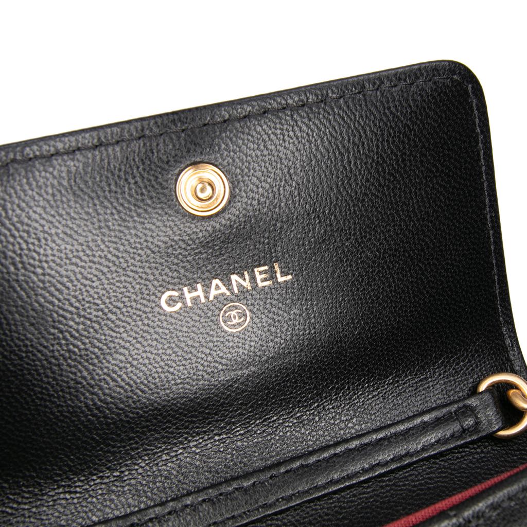 Chanel Lambskin 19 Flap Coin Purse With Chain - Side view
