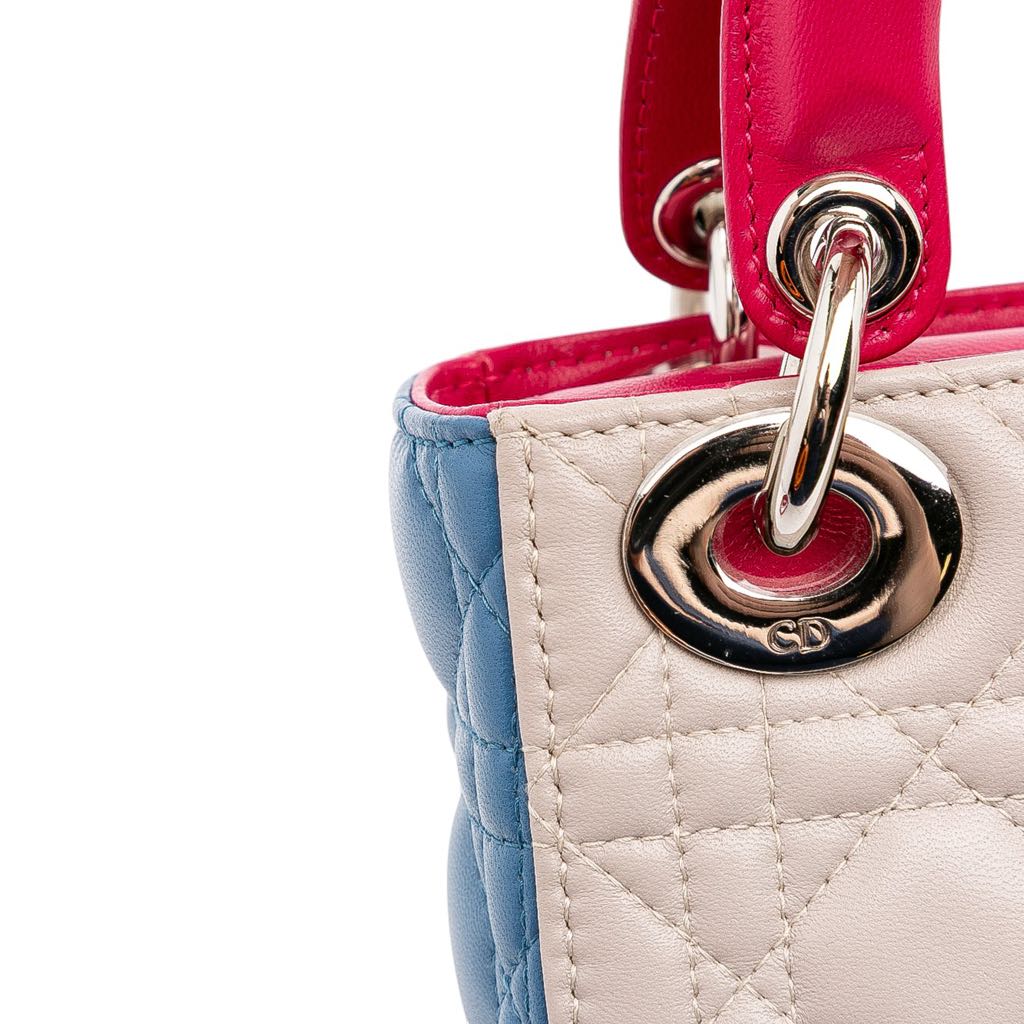 Dior Mini Tricolor Lambskin Cannage Lady Dior - Image 12