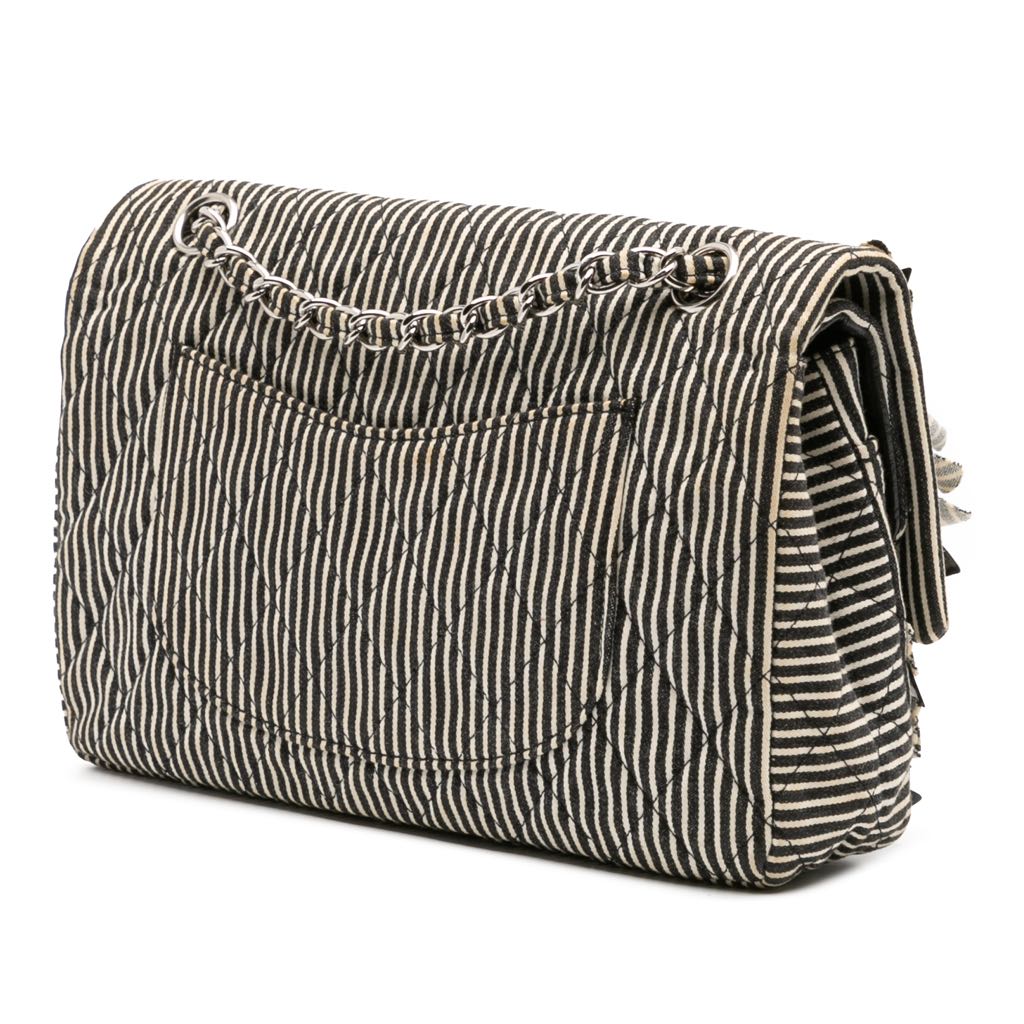 Chanel Medium Classic Canvas Sequin Stripes Double Flap - 2