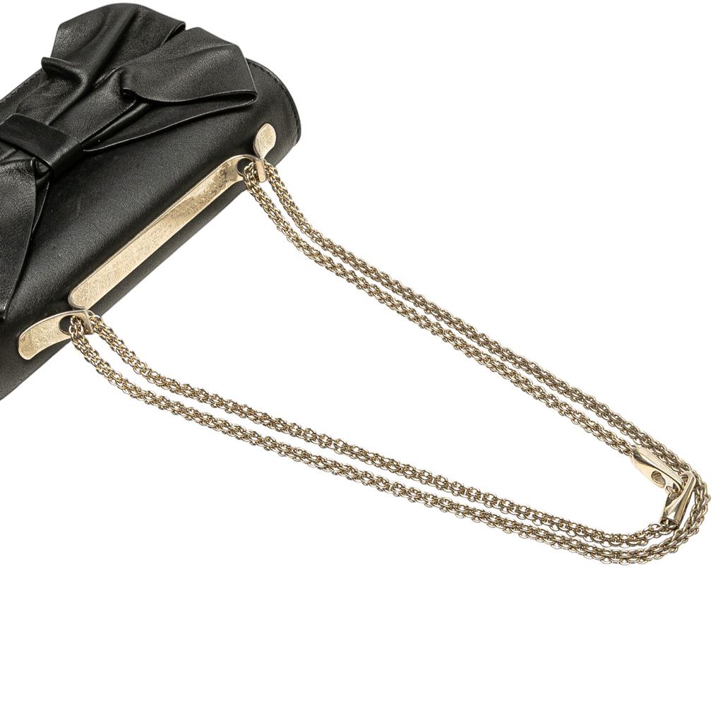 Valentino Leather Bow Flap Clutch On Chain - Image 11