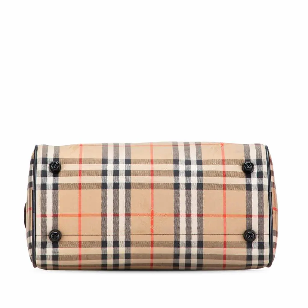 Burberry Haymarket Check Canvas Boston Bag Brown Canvas Good - Inside View