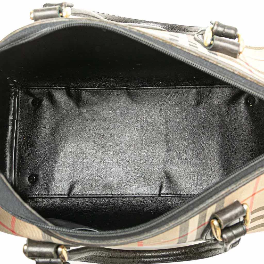 Burberry Haymarket Check Canvas Boston Bag Brown Canvas Good - Model View