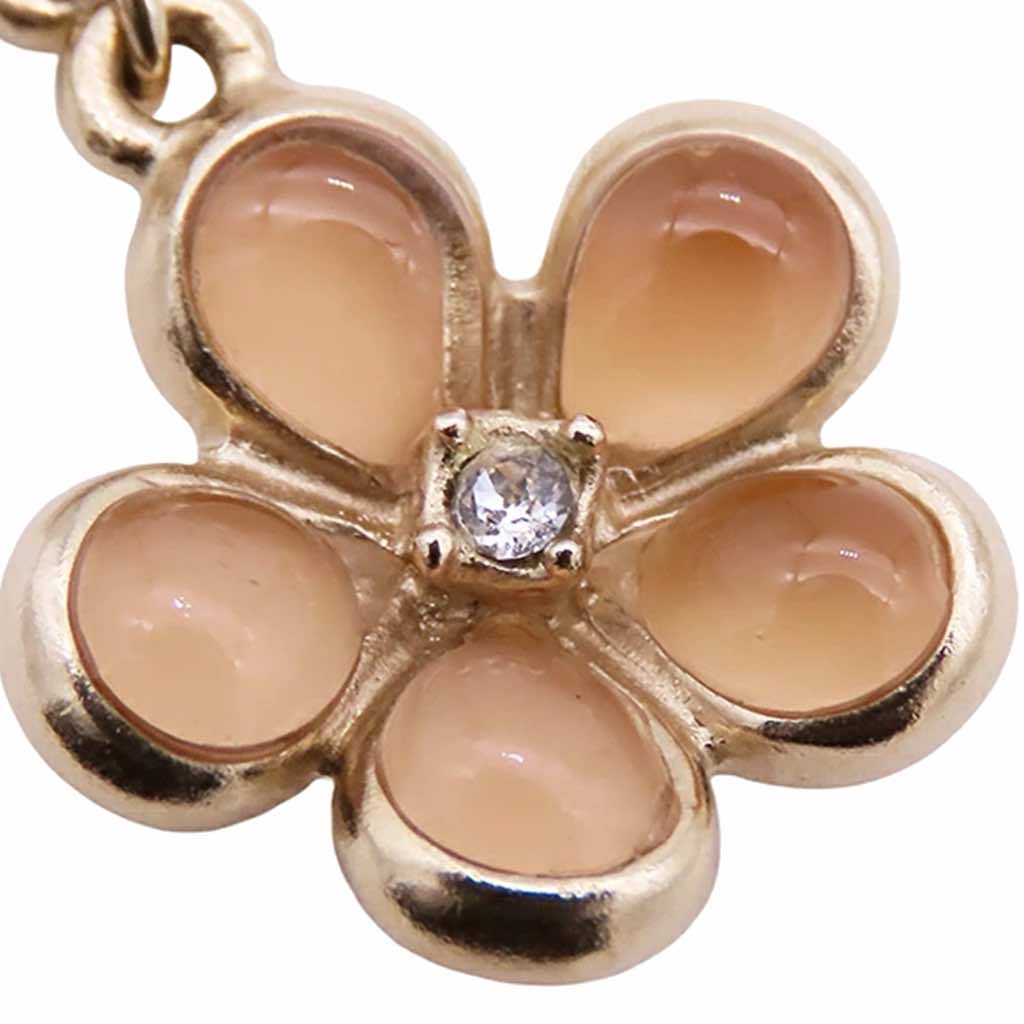 Chanel Gold Plated Resin Rhinestone CC Flower Pendant Necklace - 4