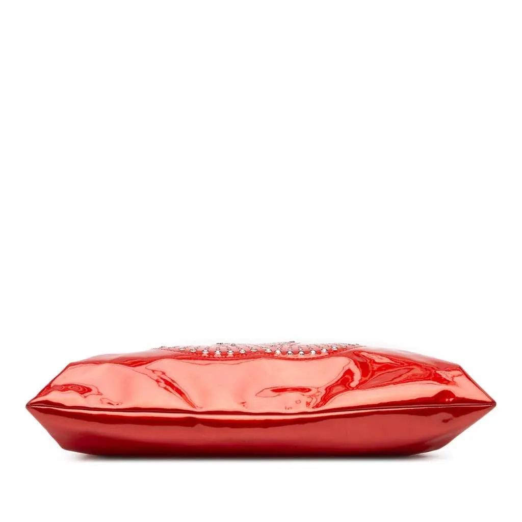 Chanel CC Patent Crystal Strass Embellished Bonbons Tote Red Leather Good - Inside View