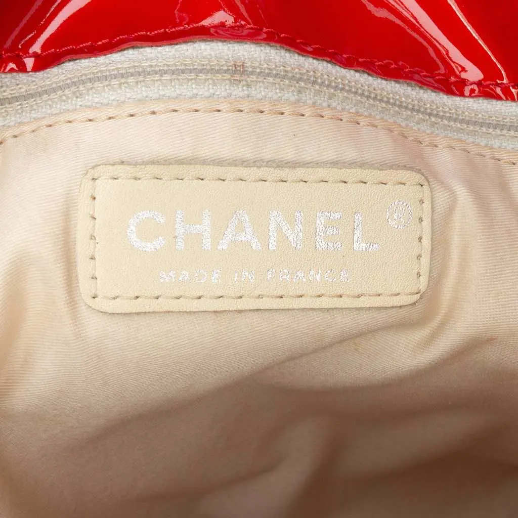 Chanel CC Patent Crystal Strass Embellished Bonbons Tote Red Leather Good - Box View