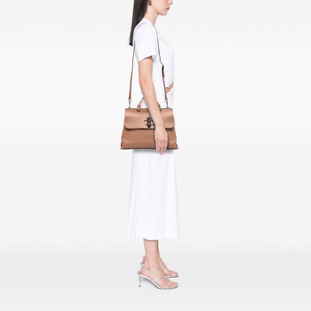 Gucci Medium Leather Bamboo Daily Satchel - Image 11