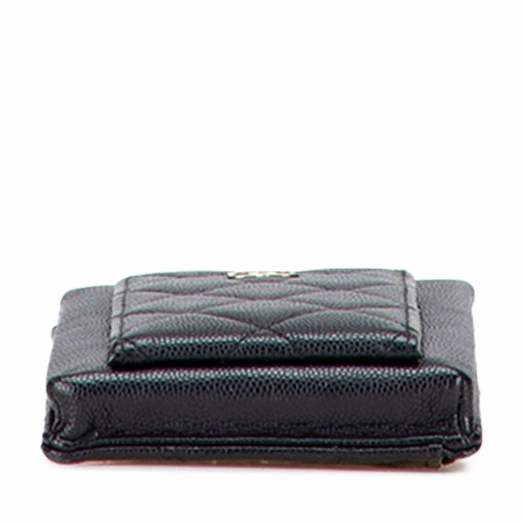 Chanel CC Quilted Caviar Zip Phone Holder with Chain - 3