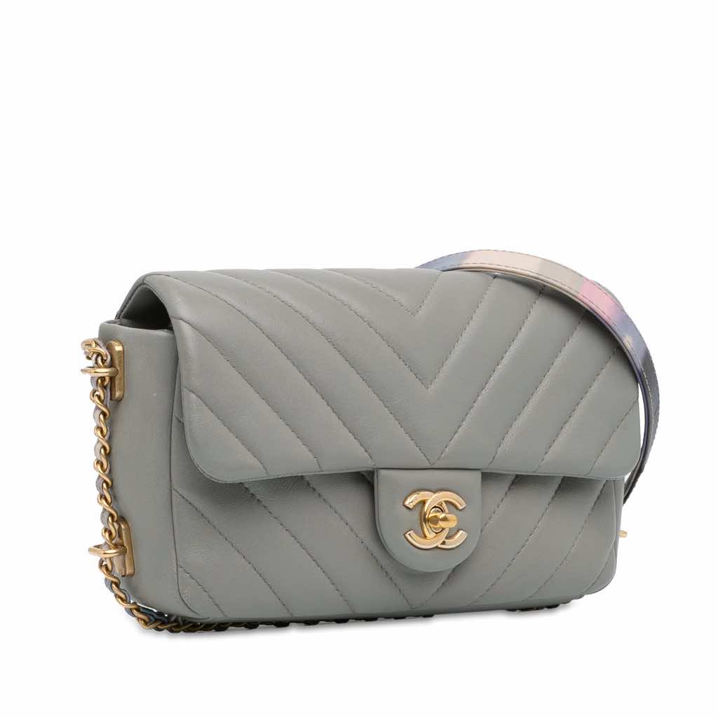 Chanel Mini Rectangular Chevron Lambskin Chain Around Flap - 2