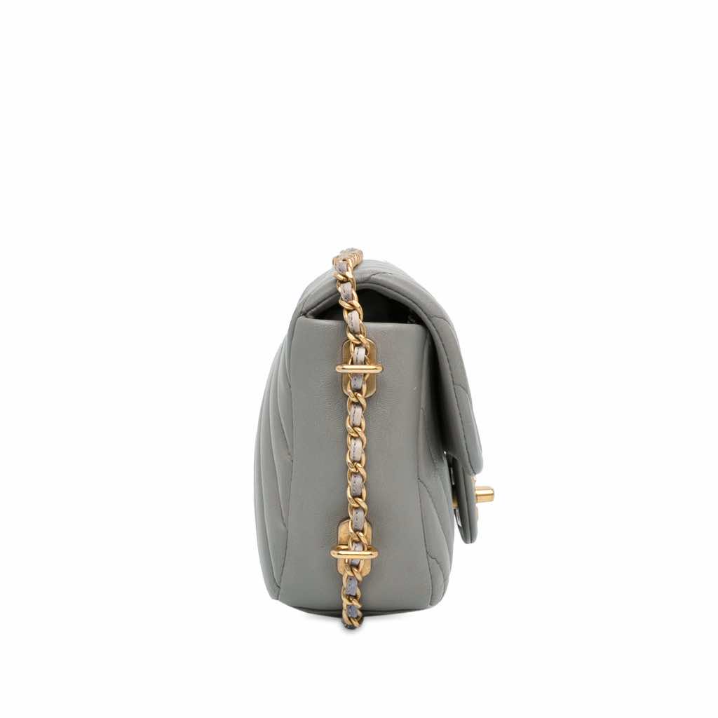 Chanel Mini Rectangular Chevron Lambskin Chain Around Flap - 3
