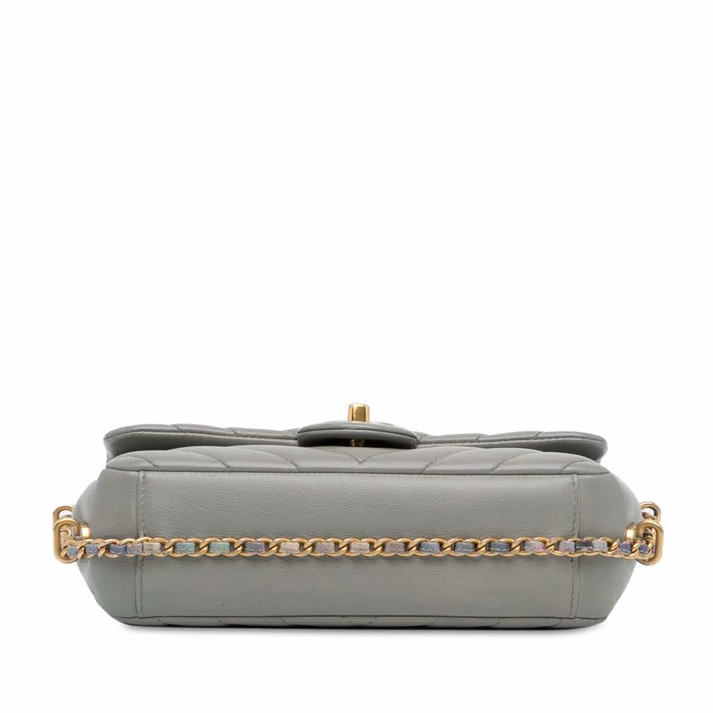 Chanel Mini Rectangular Chevron Lambskin Chain Around Flap - 5