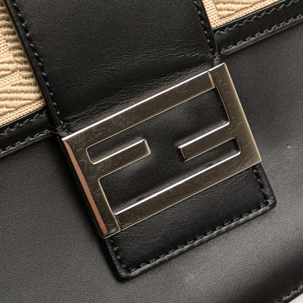 Fendi Calfskin and Canvas FF 1974 Flat Baguette Crossbody - Detail 2