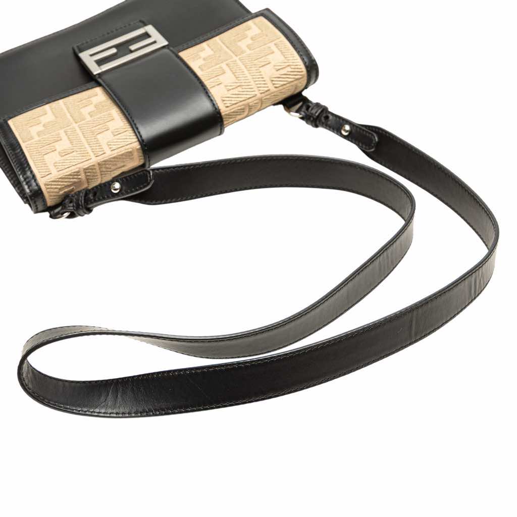 Fendi Calfskin and Canvas FF 1974 Flat Baguette Crossbody - Image 11