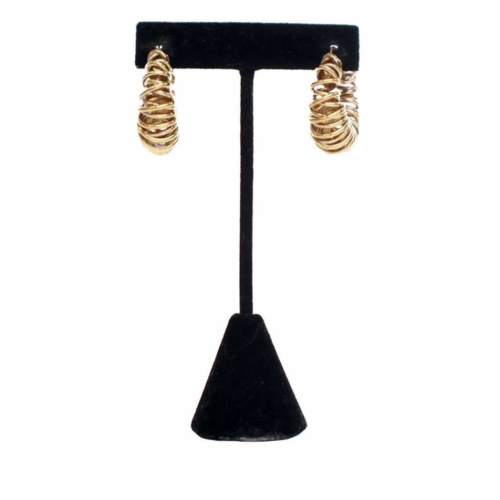 Bottega Veneta Gold Plated Multi Ring Hoop Hinged Earrings