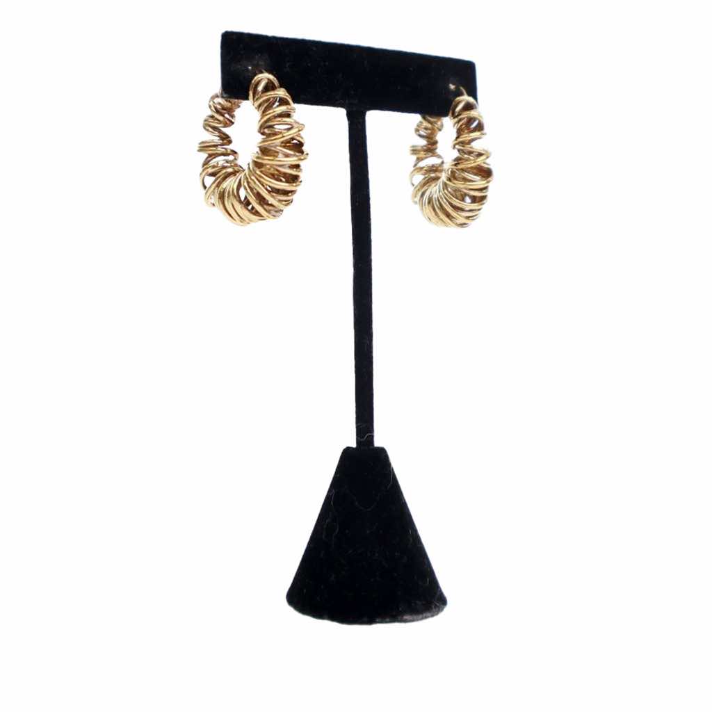 Bottega Veneta Gold Plated Multi Ring Hoop Hinged Earrings - 3