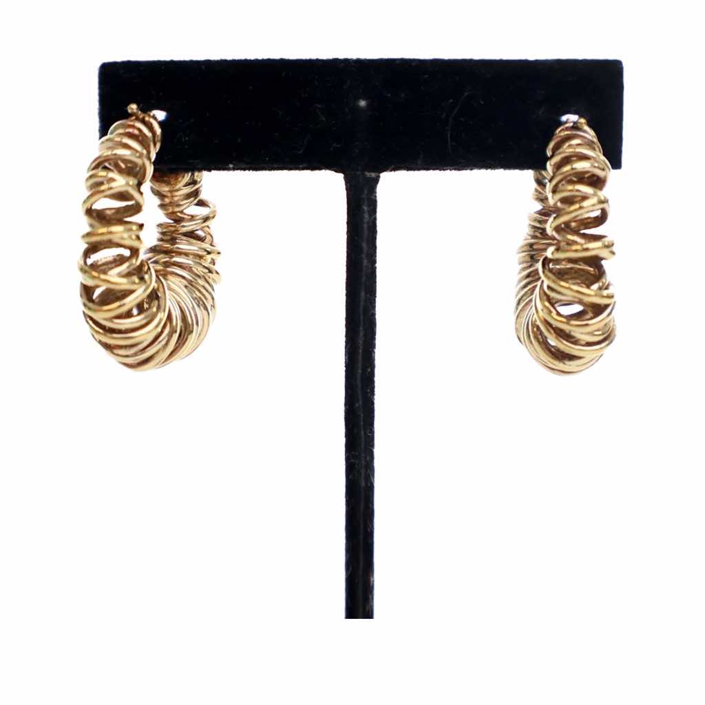 Bottega Veneta Gold Plated Multi Ring Hoop Hinged Earrings - 4