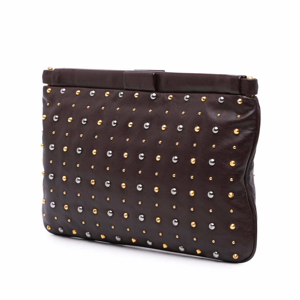 Miu Miu Leather Studded Frame Clutch - 2