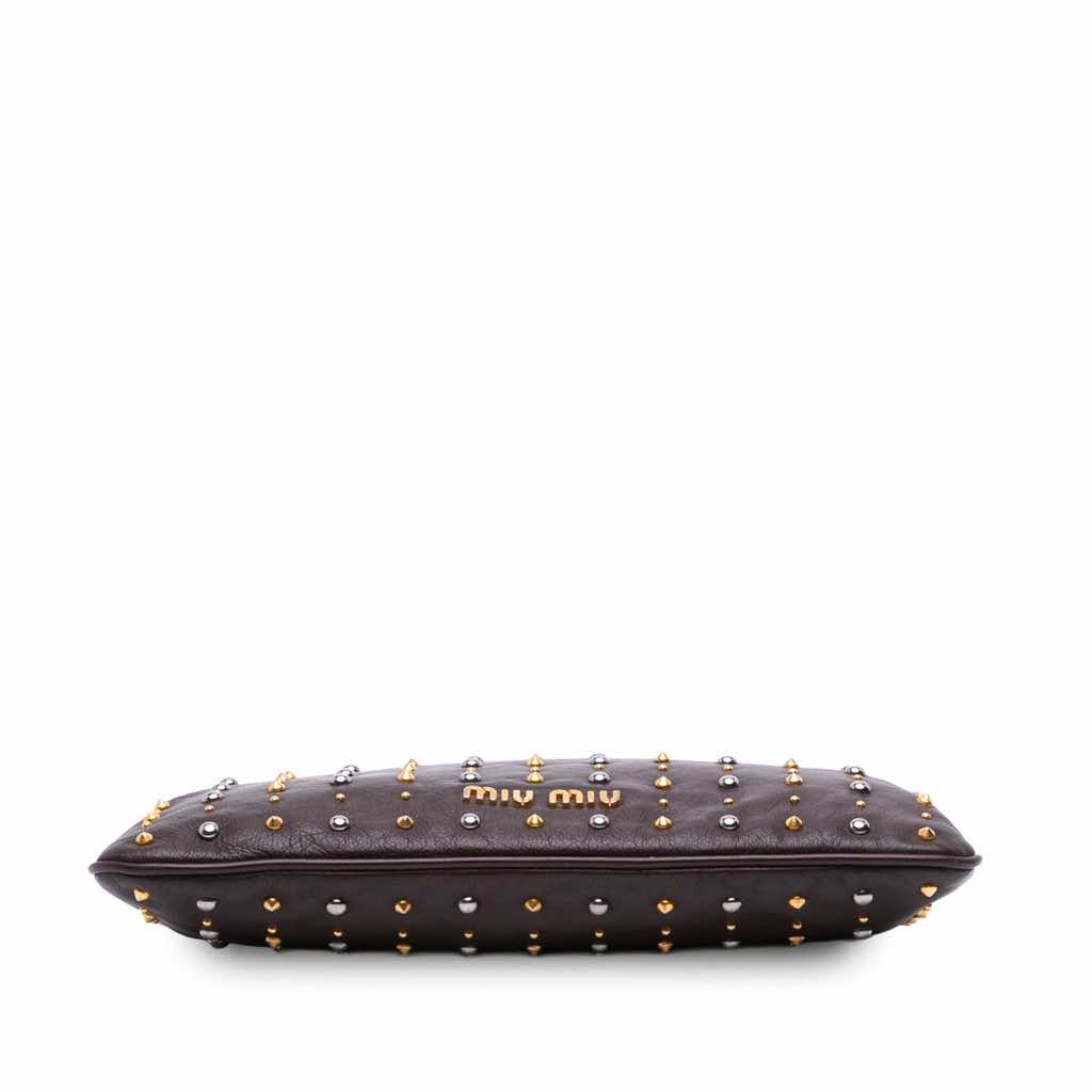Miu Miu Leather Studded Frame Clutch - 3