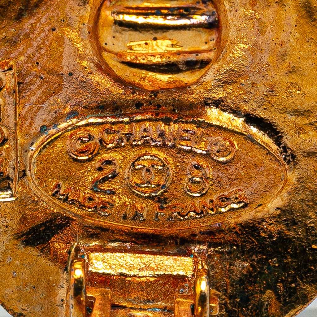 Chanel Gold Plated CC Round Clip On Earrings - 3