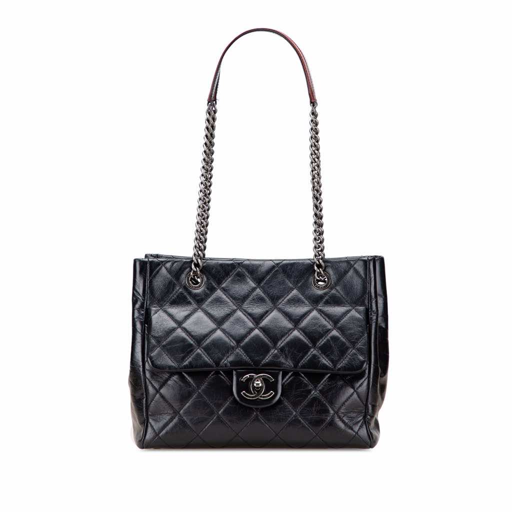 Chanel Small Quilted Glazed Calfskin Duo Color Tote