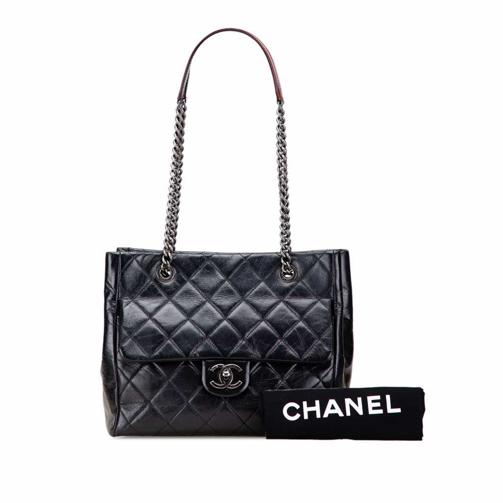Chanel Small Quilted Glazed Calfskin Duo Color Tote - Image 13