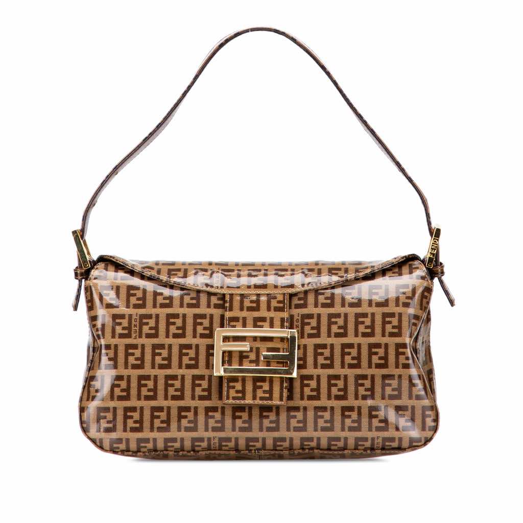 Fendi Zucchino Crystal Double Flap Shoulder Bag