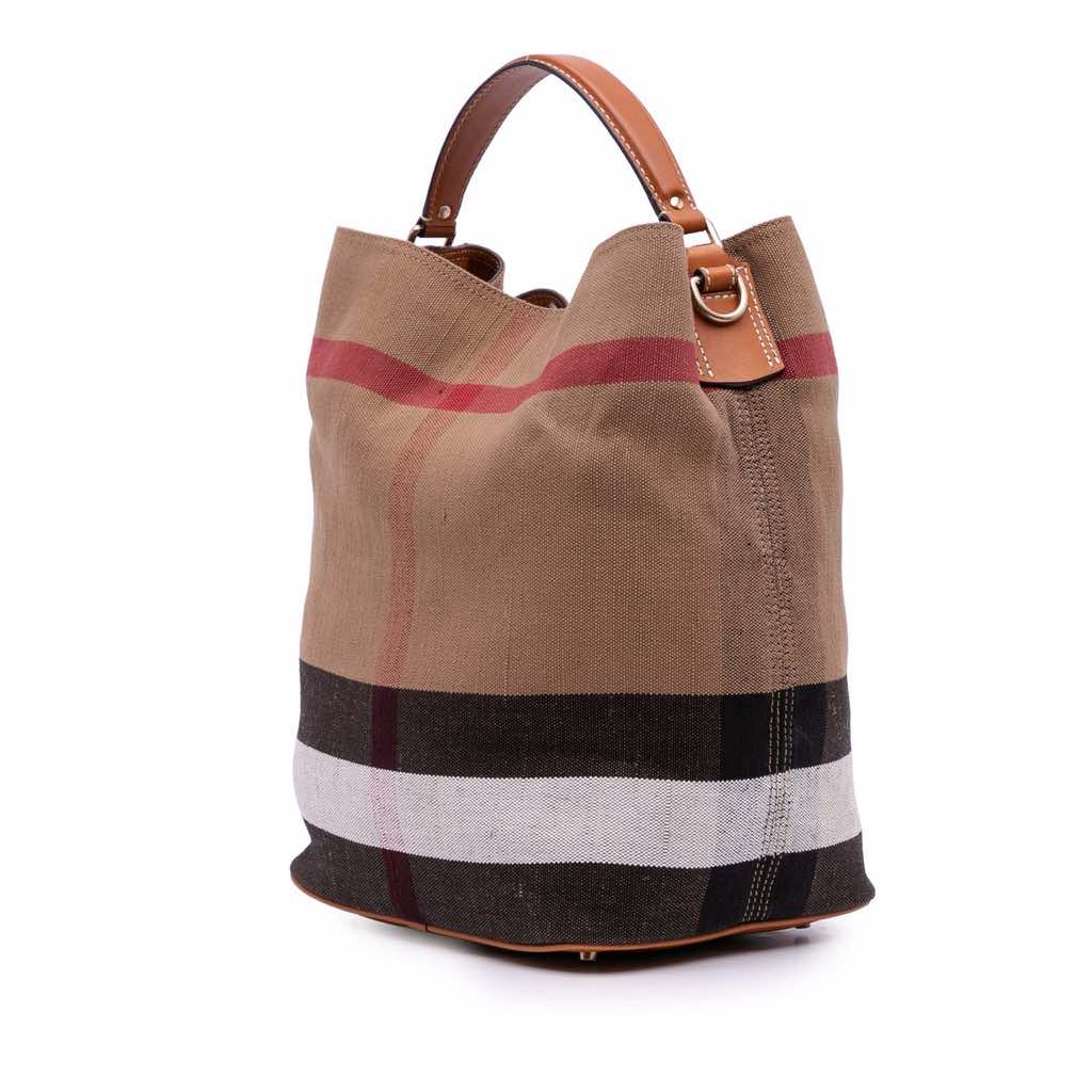Burberry Medium Mega Check Canvas Ashby Bucket Bag - 2