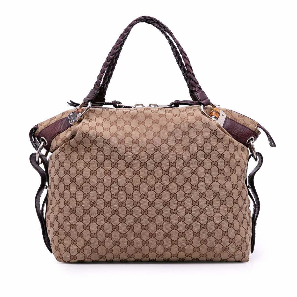 Gucci Large GG Canvas Bamboo Bar Tote