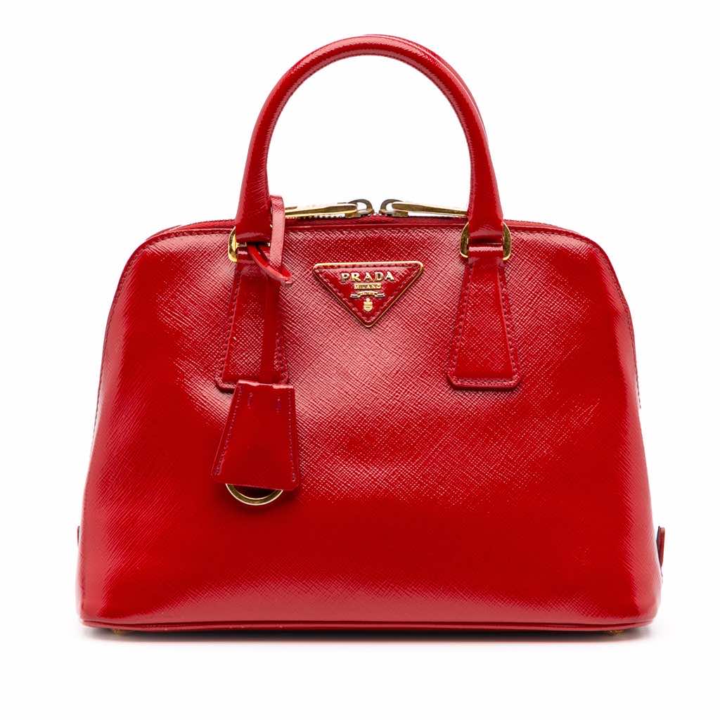 Prada Small Saffiano Vernice Promenade Satchel