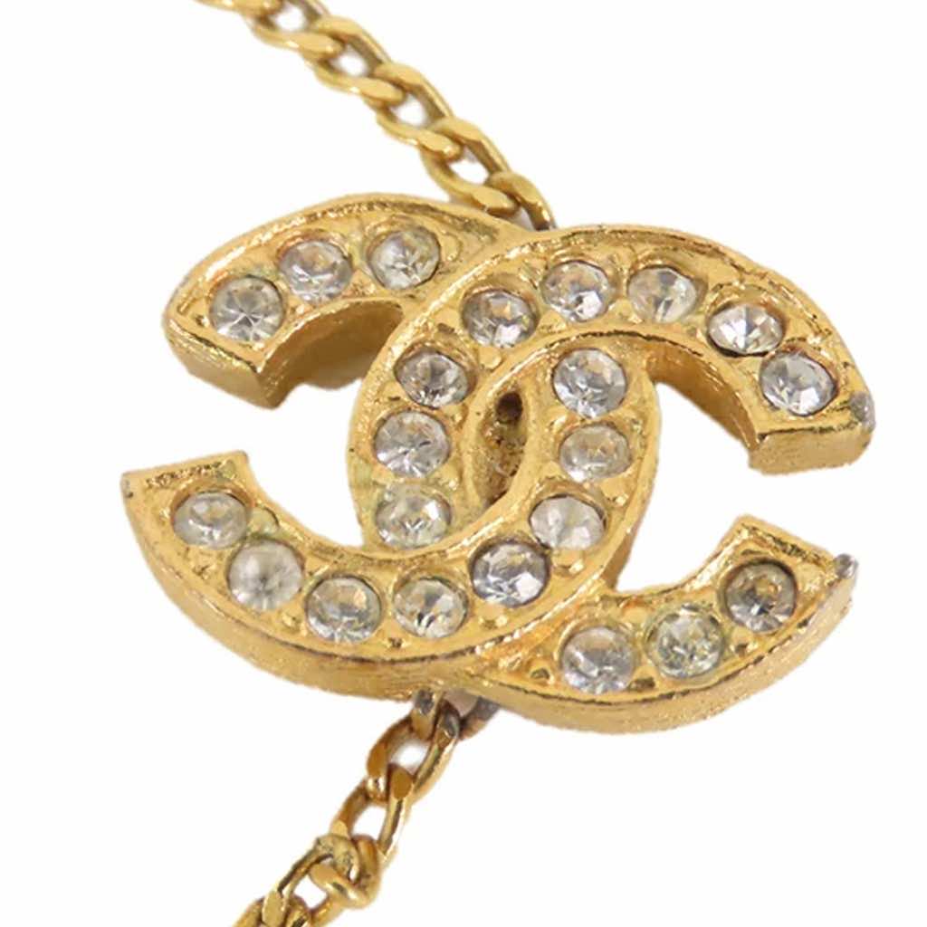 Chanel Gold Plated CC Rhinestones Chain Bracelet - 5