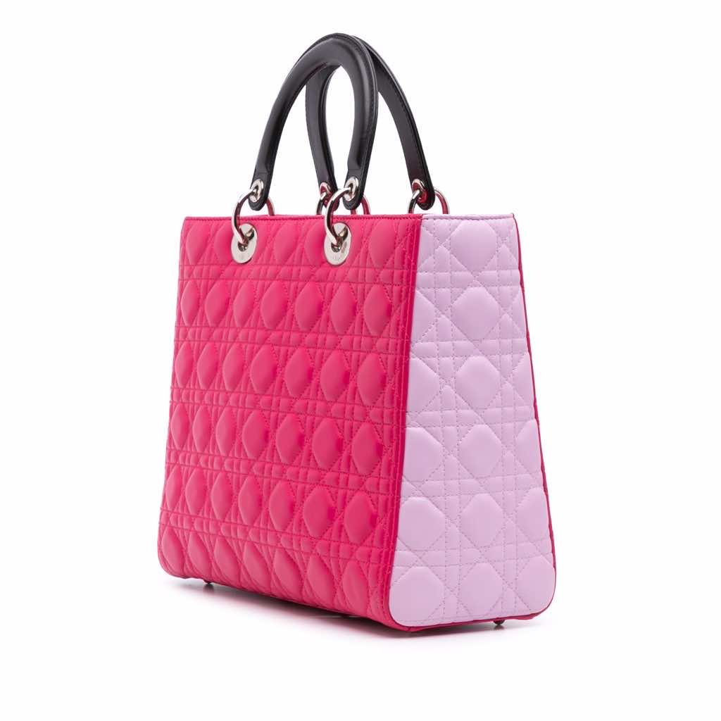 Dior Large Tricolor Lambskin Cannage Lady Dior - Back view