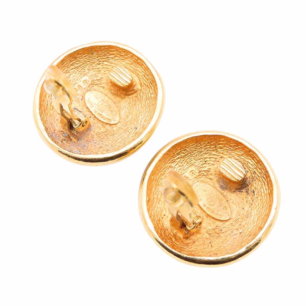 Chanel Gold Plated CC Sunburst Clip On Earrings - 2