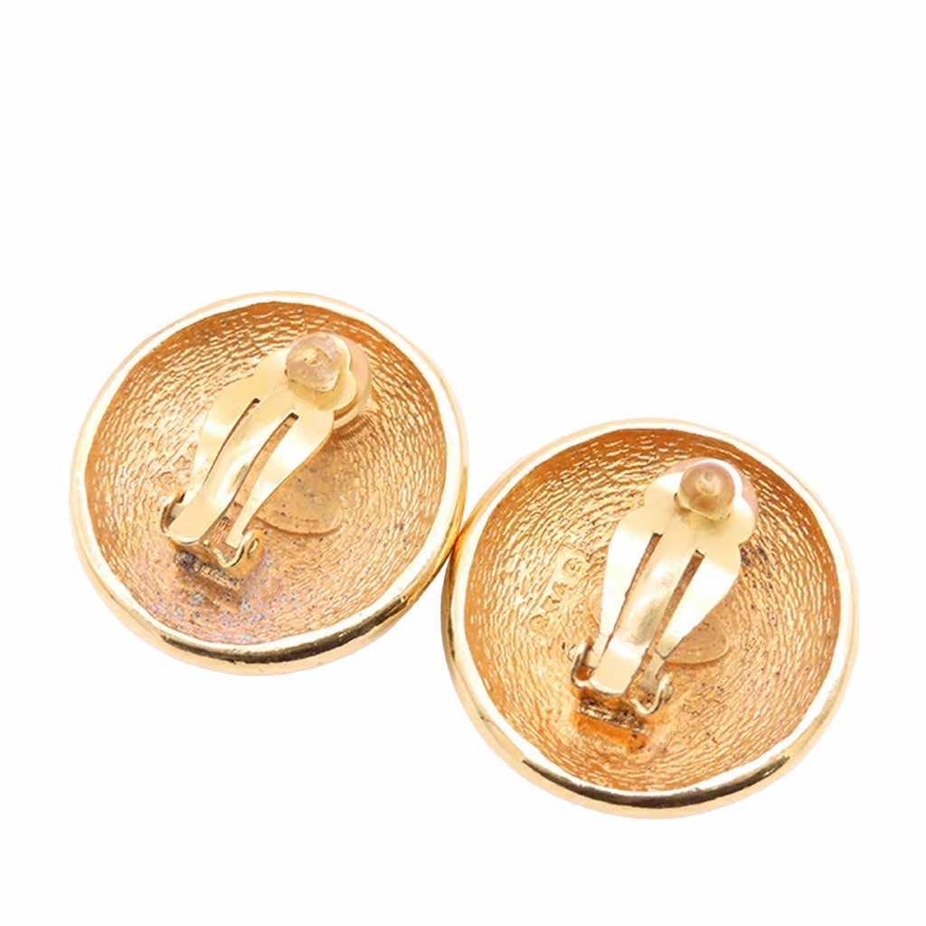 Chanel Gold Plated CC Sunburst Clip On Earrings - 3