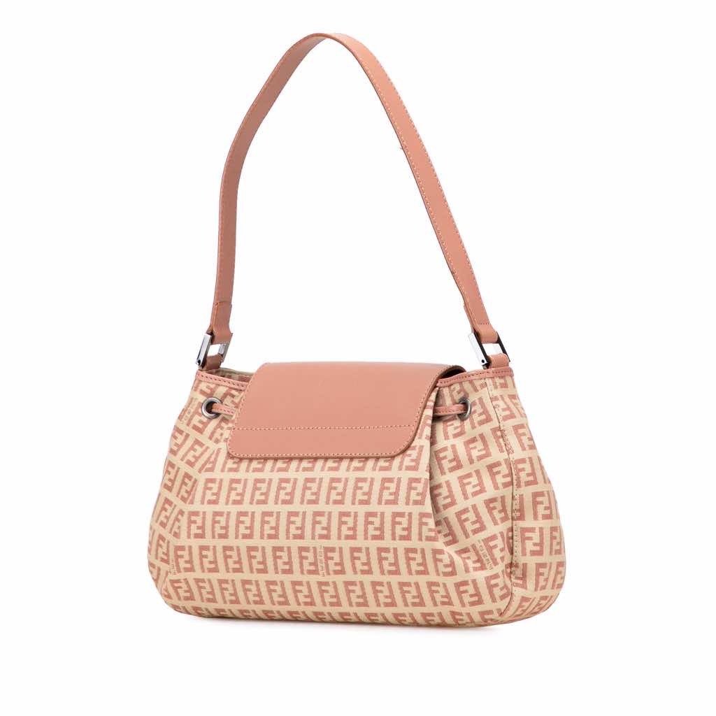 Fendi Zucchino Canvas Drawstring Shoulder Bag - Back view