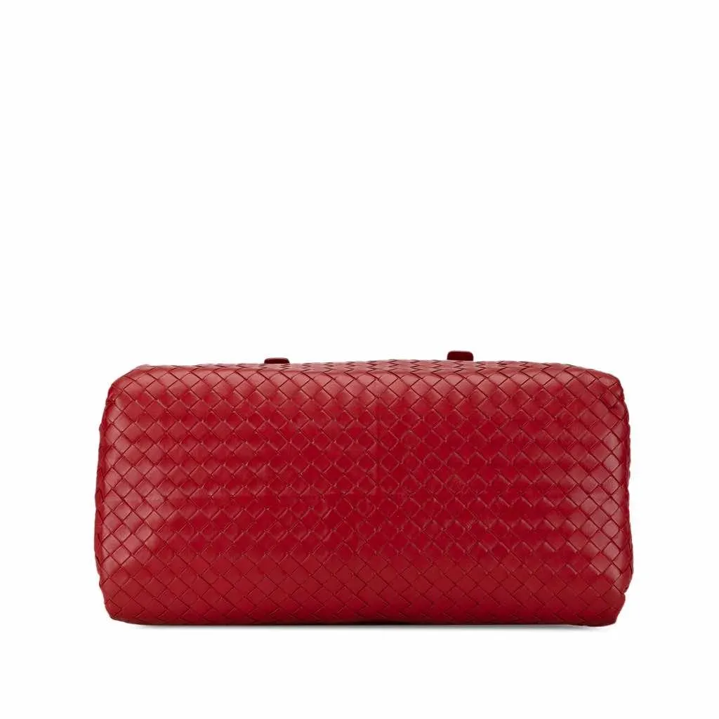 Bottega Veneta Intrecciato Boston Bag Red Leather Good - Inside View