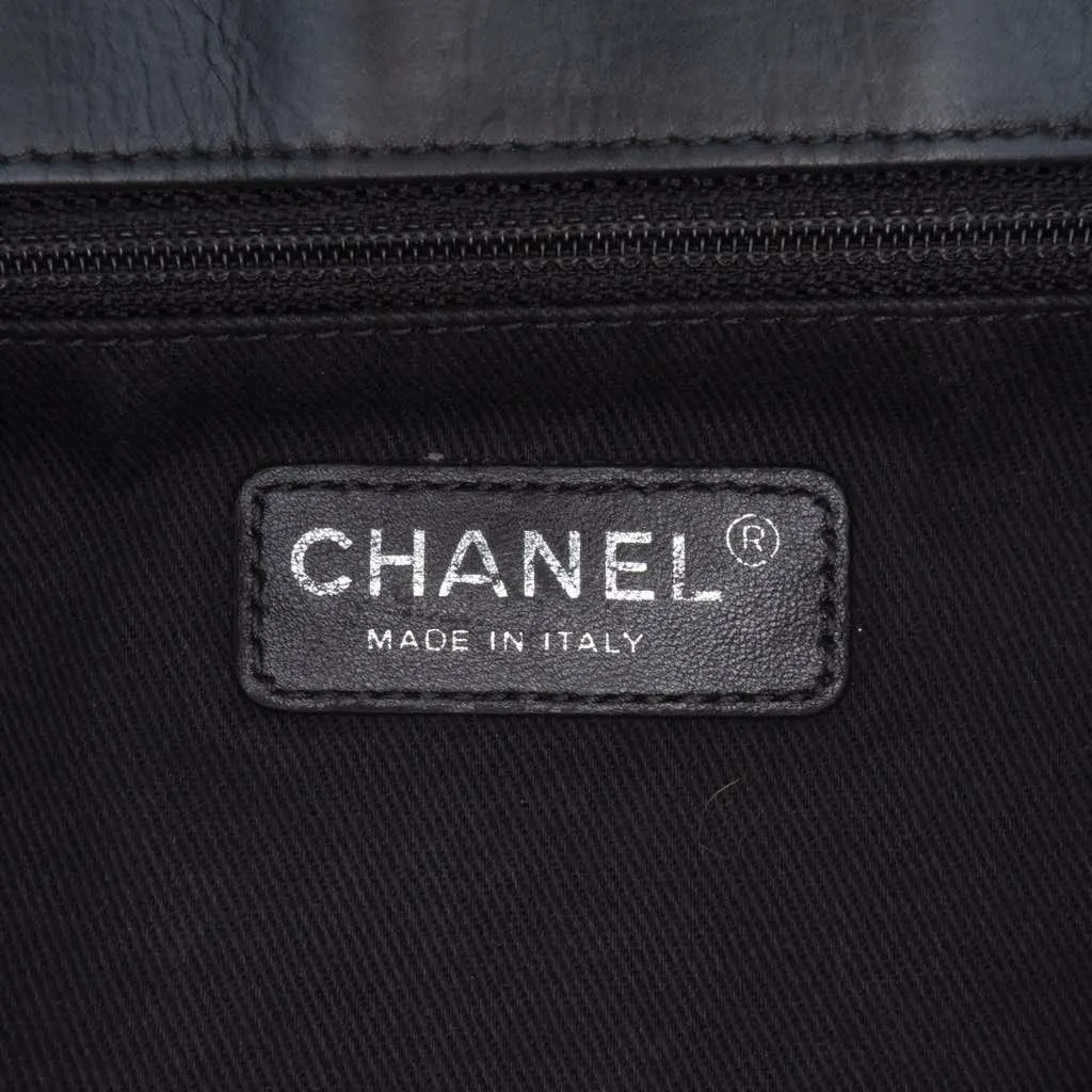Chanel CC Quilted Washed Lambskin Studded Flap Black Leather Good - Box View