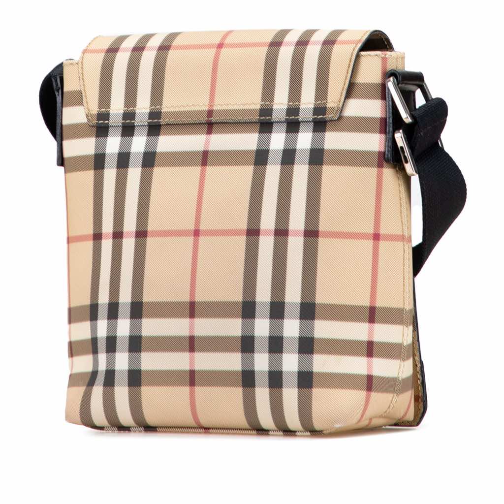 Burberry House Check Canvas Flap Crossbody - Back view