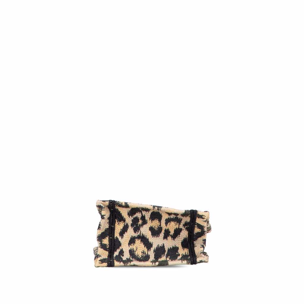Dior Mizza Mini Embroidered Canvas Leopard Vertical Book Tote - Image 6