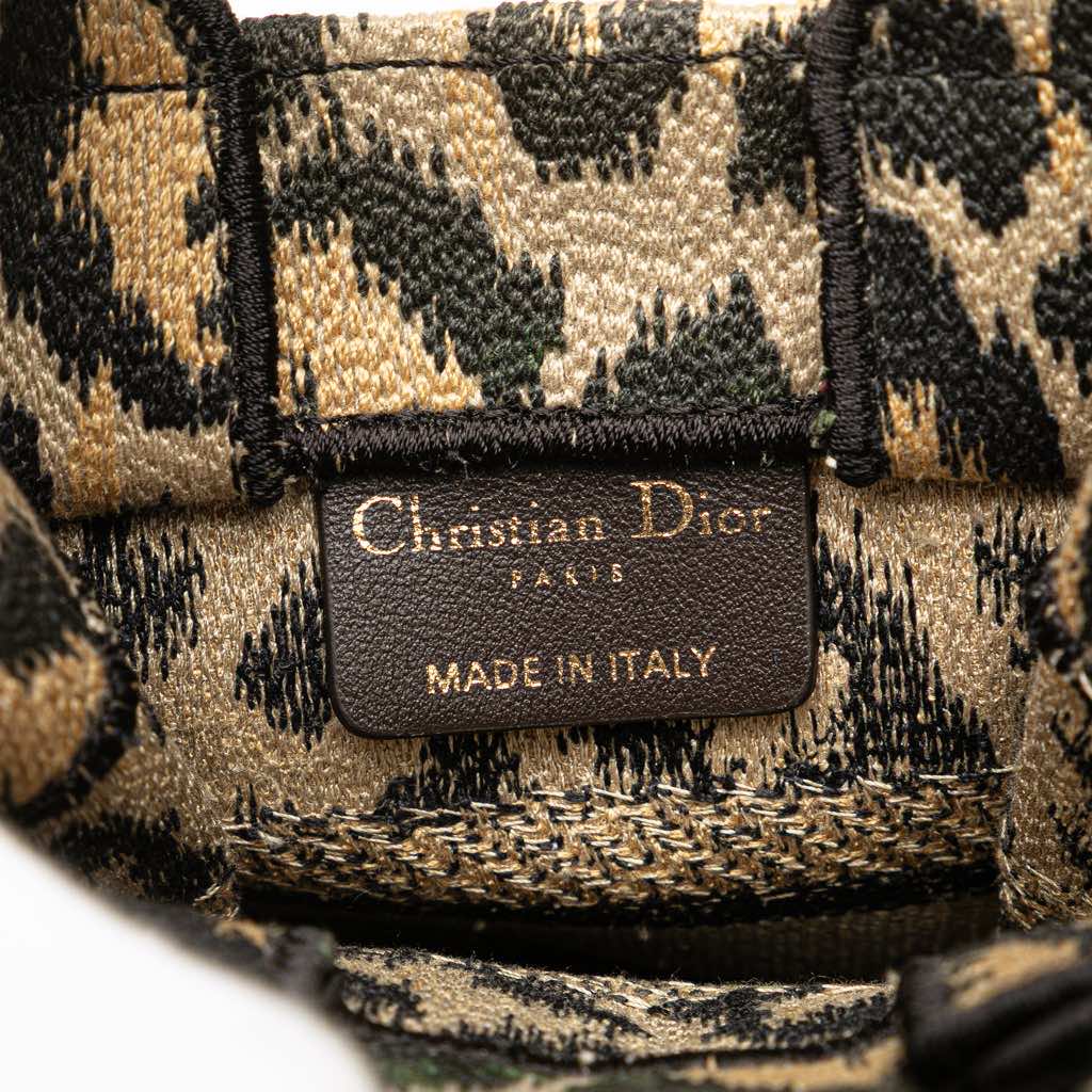 Dior Mizza Mini Embroidered Canvas Leopard Vertical Book Tote - Side view