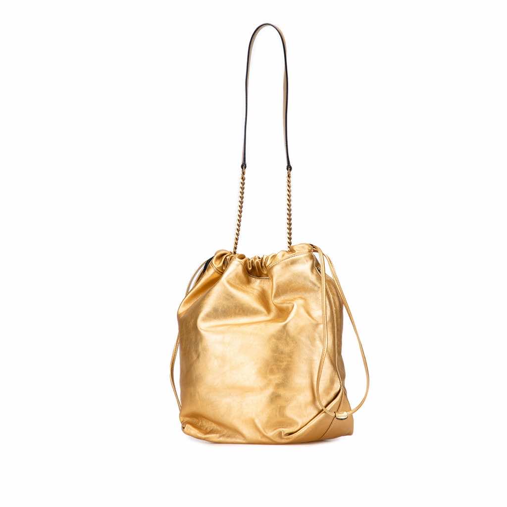 Saint Laurent Small Metallic Lambskin Teddy Bucket Bag - 2
