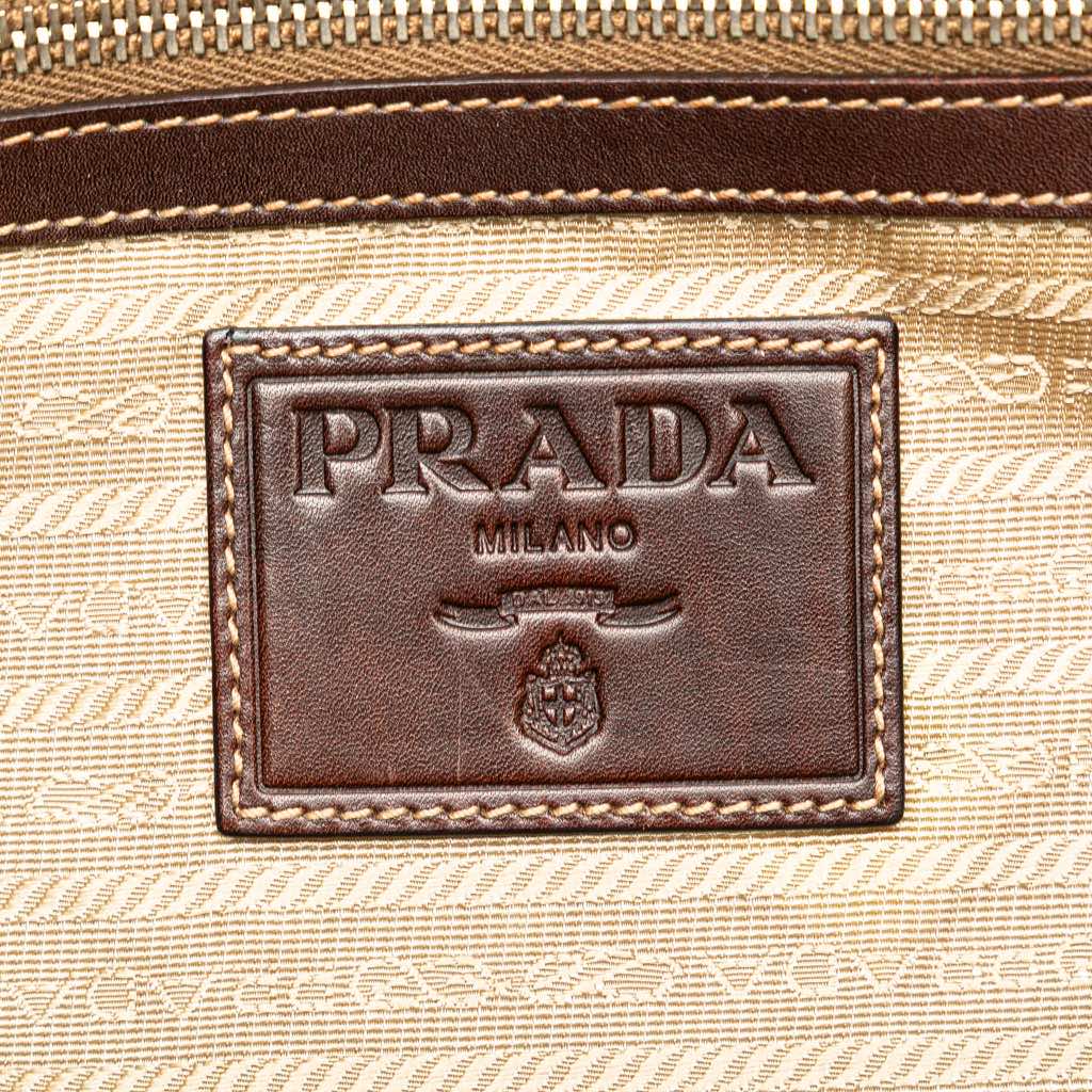 Prada Leather Trimmed Canvas Canapa Logo Satchel - Side view