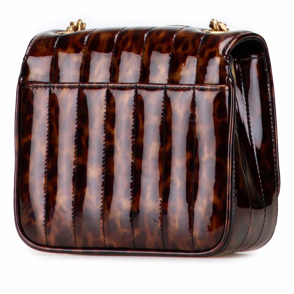 Saint Laurent Small Patent Monogram Tortoiseshell Vicky Chain Bag - Back view