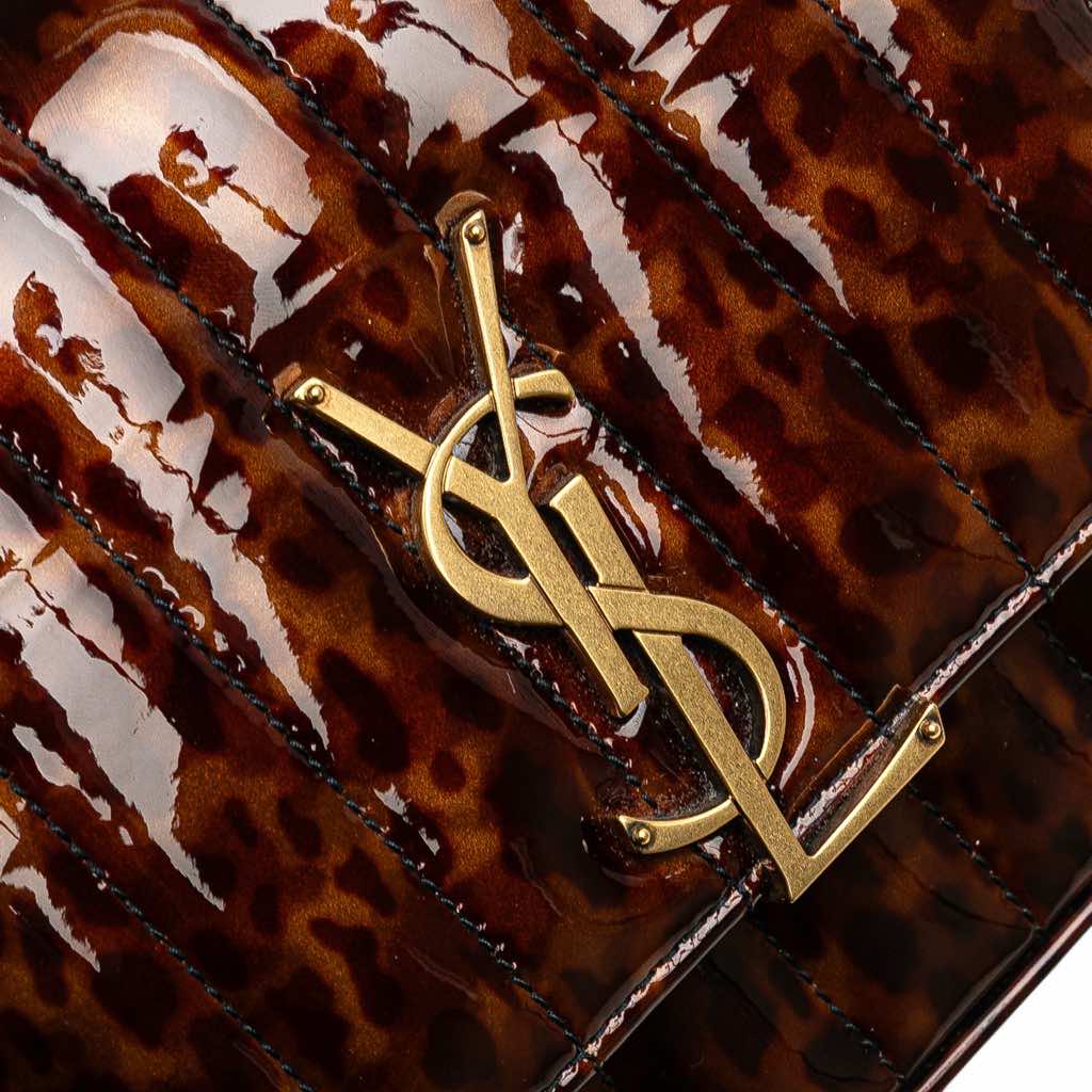Saint Laurent Small Patent Monogram Tortoiseshell Vicky Chain Bag - Image 10