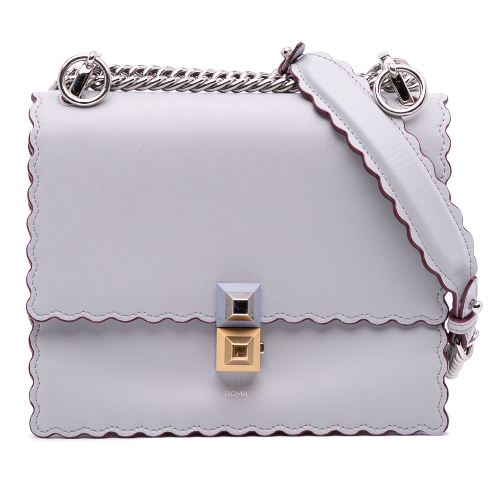 Fendi Small Leather Studded Scalloped Kan I