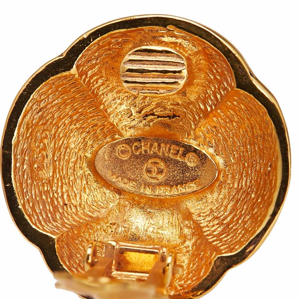 Chanel CC Gold Plated Clover Earrings - 3
