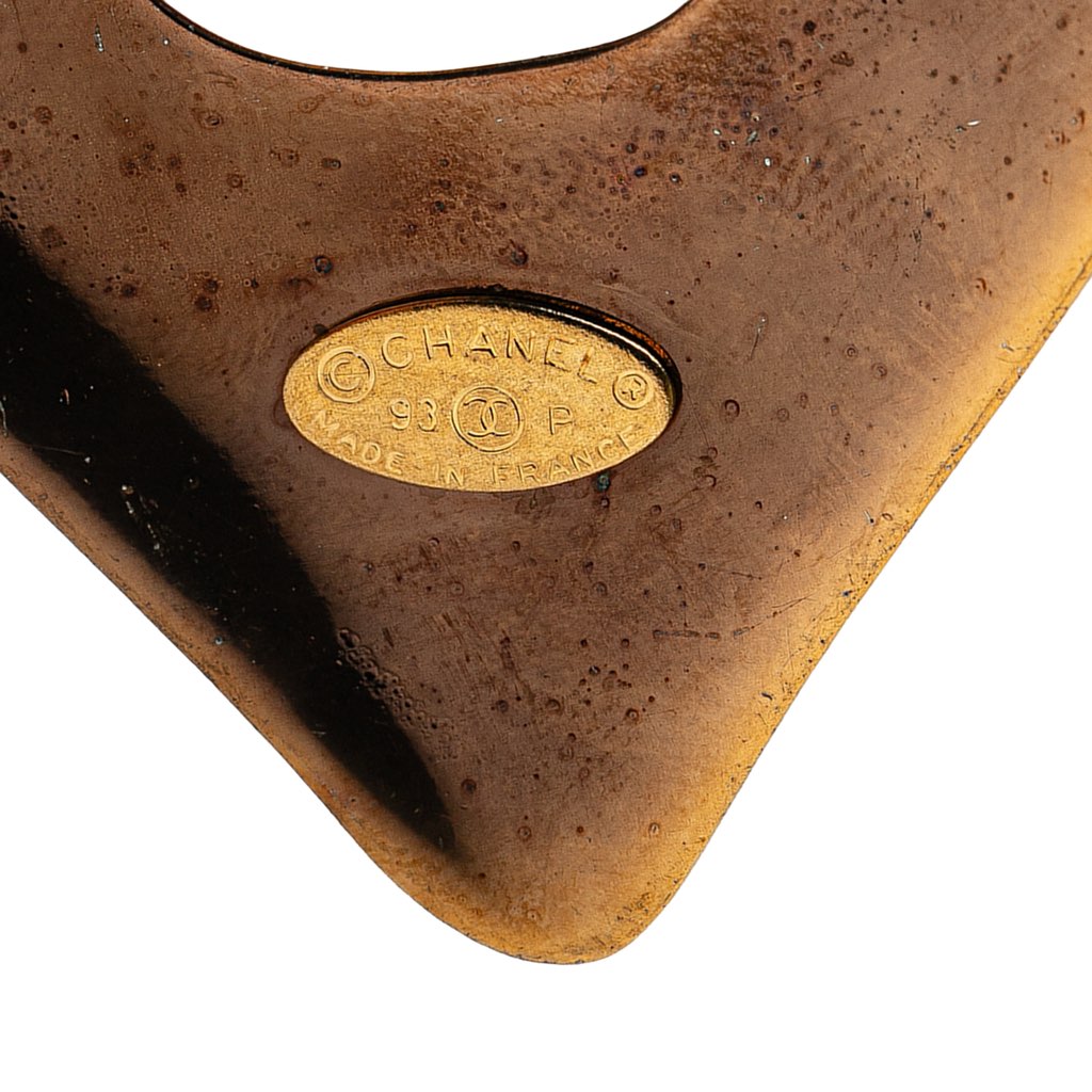 Chanel Gold Plated CC Heart Clip on Earrings - 3