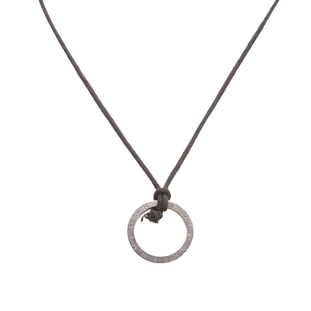 Bvlgari Silver Plated Save the Children Pendant Cord Necklace