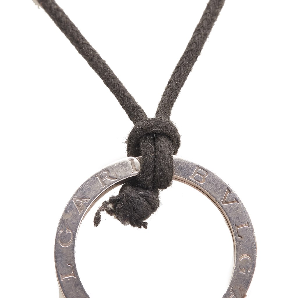 Bvlgari Silver Plated Save the Children Pendant Cord Necklace - Back view