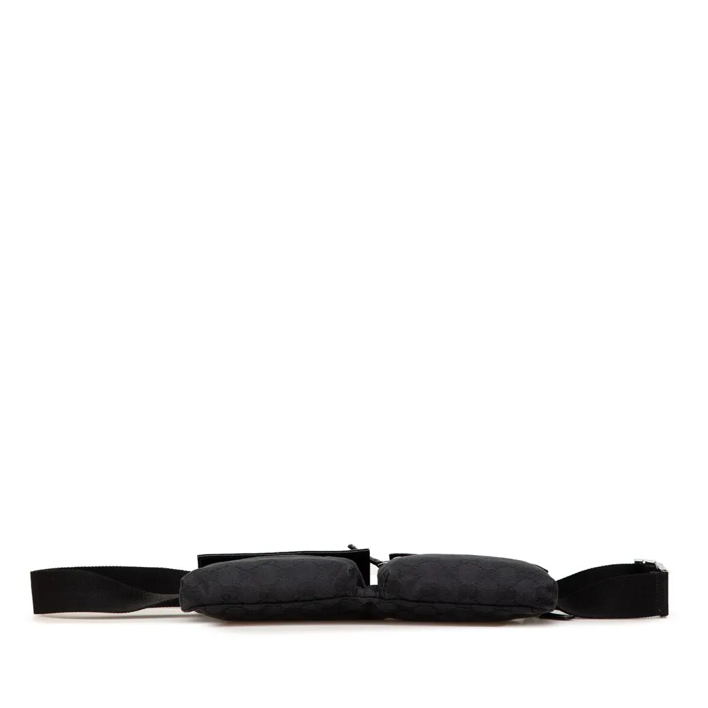 Gucci GG Canvas Double Pocket Belt Bag Black Canvas Good - Inside View