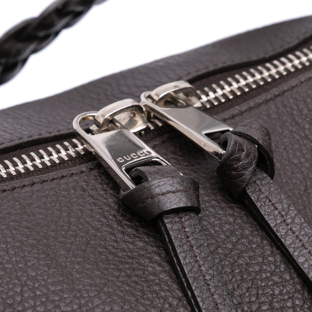 Gucci Large Pebbled Calfskin Bamboo Bar Tote - Image 10